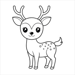Coloring Page Outline of Cute Deer
