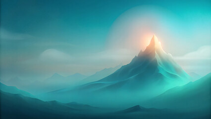 Fototapeta premium Minimalist background featuring a majestic single mountain peak amidst a breathtaking gradient sky