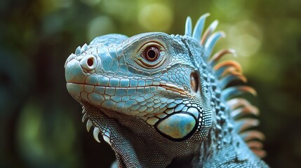 Close-up Portrait of a Blue Iguana