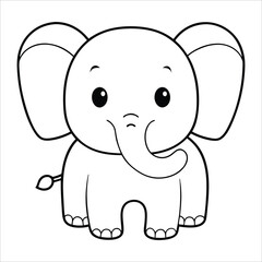 Fototapeta premium Coloring Page Outline of Cute Elephant 