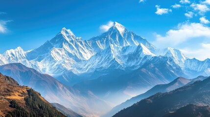 Obraz premium Serene View of Majestic Snowy Mountains Under Clear Skies