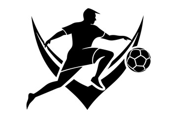 A football logo with a dynamic silhouette 