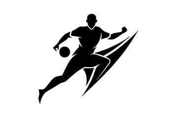 A football logo with a dynamic silhouette 