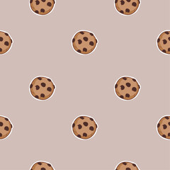 Obraz premium Seamless cookie pattern with hand drawn cartoon. Design for fabric, textile, wallpaper, packaging. illustration vector premium.