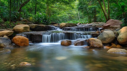 Idyllic Stream Flowing Through Serene Forest Landscape