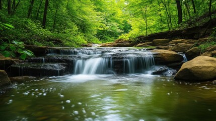 Glistening Stream in a Peaceful Forest Setting