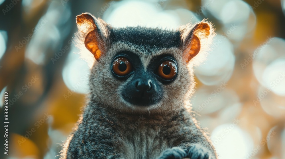 Wall mural Close-up Portrait of a Curious Lemur in Madagascar