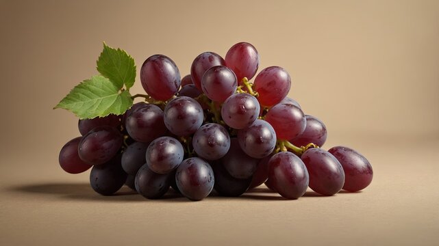 Red grapes on beige background, studio shot Food and nutrition concept.