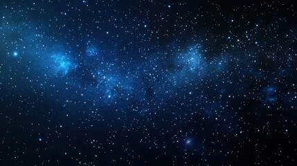 Abstract night sky with stars and space background, in a dark blue color, designed as a wide banner, high resolution