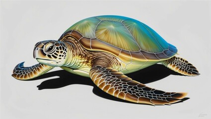 Graceful Sea Turtle in Isolation: A Transparent View