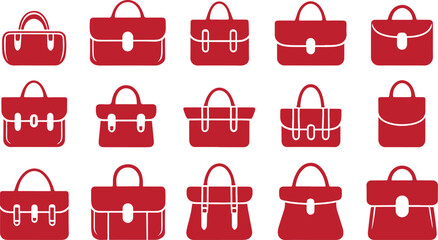 Set of bag silhouette isolated on white background