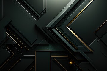 Obraz premium Abstract geometric black and gold background with intricate patterns and a subtle sparkle.