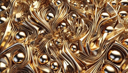 Hyperrealistic Crumpled Metallic Gold Texture with Glossy Finish for Luxury Decor, Art Prints, and Holiday-Themed Designs