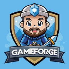 vector illustration of a man with shield