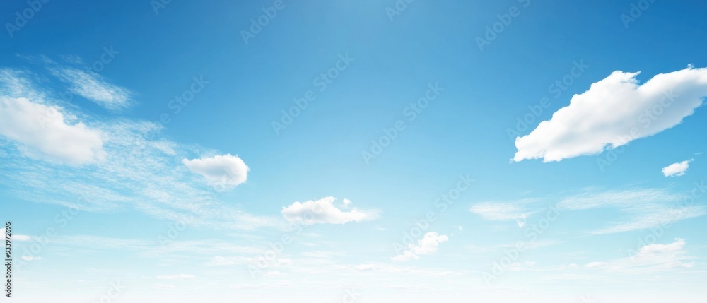 Canvas Prints A serene image of a clear blue sky with scattered white clouds creating a peaceful atmosphere.