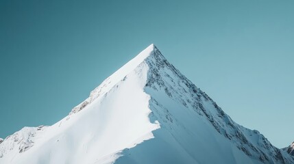 Snowy Peak Against a Teal Sky
