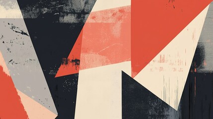 Naklejka premium Abstract geometric artwork featuring bold colors and dynamic shapes, creating a visually striking composition suitable for modern interior spaces