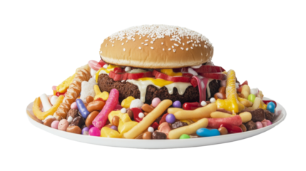 A plate of Melty Mashup food isolated on a transparent background