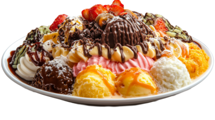 A plate of Melty Mashup food isolated on a transparent background