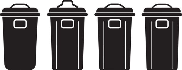 Set of bin silhouette isolated on white background collection