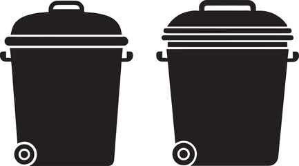 Set of bin silhouette isolated on white background collection