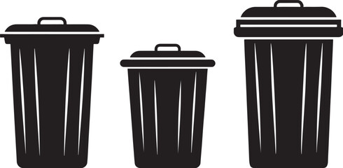 Set of bin silhouette isolated on white background collection