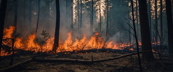 One lonerge wildfire burns through one forest.