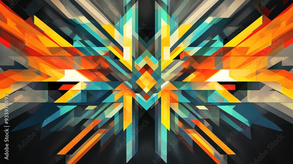 Aufkleber abstract geometric design featuring vibrant colors and angular shapes, created with a modern artisti
