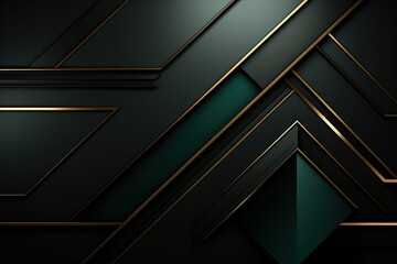 Obraz premium Abstract geometric black, green, and gold pattern.