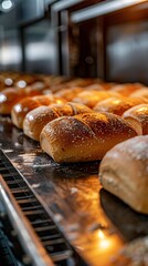 fresh bread in industrial bakery
