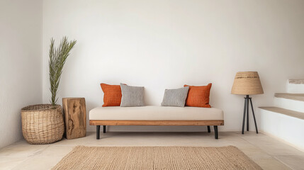 Cozy Living Room with Orange and Gray Pillows
