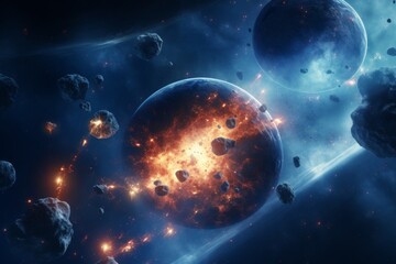 Cosmic Collision: A Planet Explodes in a Spectacular Display of Fire and Debris