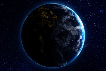 Day and night on planet Earth in space. Image elements furnished by NASA