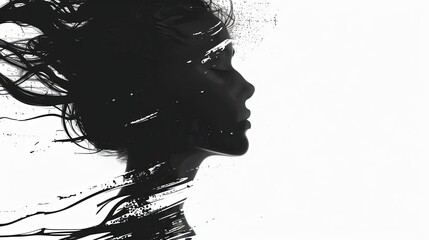Fototapeta premium silhouette of woman, nature background