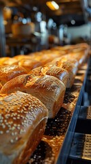 Bread on conveyor line
