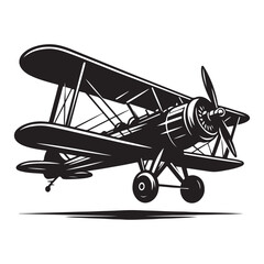 Vintage aeroplane illustration on white background, Old aircraft illustration. elements for logo, label, emblem, sign. illustration