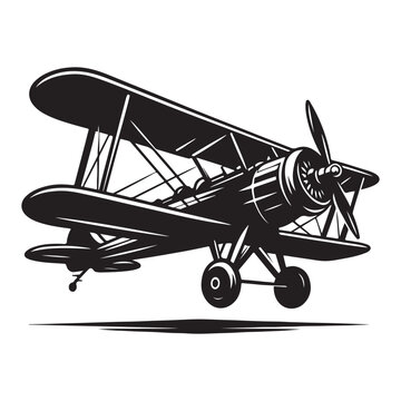 black biplane flying clip art preview