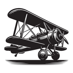 Vintage aeroplane illustration on white background, Old aircraft illustration. elements for logo, label, emblem, sign. illustration