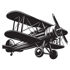 Vintage aeroplane illustration on white background, Old aircraft illustration. elements for logo, label, emblem, sign. illustration
