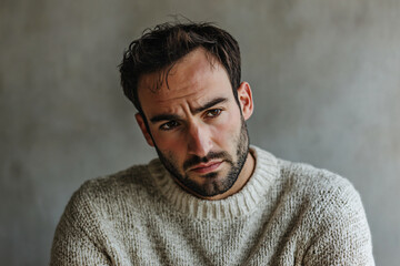 Obraz premium Contemplative Young Man Lost in Thought, Deep Thinking and Reflection Concept
