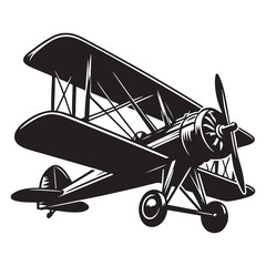 Vintage aeroplane illustration on white background, Old aircraft illustration. elements for logo, label, emblem, sign. illustration