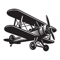 Vintage aeroplane illustration on white background, Old aircraft illustration. elements for logo, label, emblem, sign. illustration