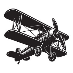 Vintage aeroplane illustration on white background, Old aircraft illustration. elements for logo, label, emblem, sign. illustration