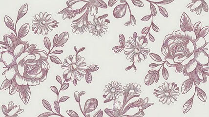 Seamless Pattern Abstract leaves and flower background