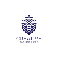 Lion head geometric vector logo design 