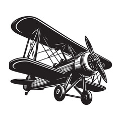 Vintage aeroplane illustration on white background, Old aircraft illustration. elements for logo, label, emblem, sign. illustration