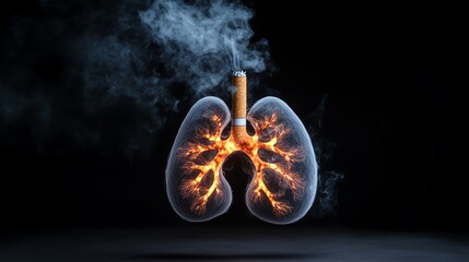 An artistic representation of lungs filled with smoke, highlighting the impact of smoking on respiratory health.
