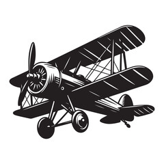 Vintage aeroplane illustration on white background, Old aircraft illustration. elements for logo, label, emblem, sign. illustration