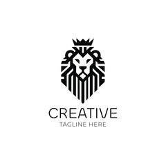 Lion head geometric vector logo design 