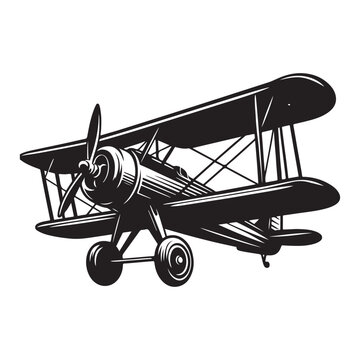 recommend clip art: Vintage aeroplane illustration on white background, Old aircraft illustration. elements for logo, label, emblem, sign. illustration